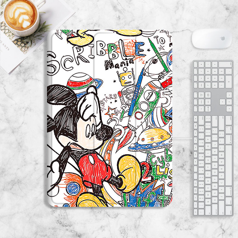 เคส ลายกราฟฟิตี้ มิกกี้เมาส์ พร้อมช่องใส่ปากกา สําหรับ ipad air 1 2 3 4 5 mini 4 5 6 ipad 10.2 gen 7 8 9 pro 11 2022 10.9 gen10