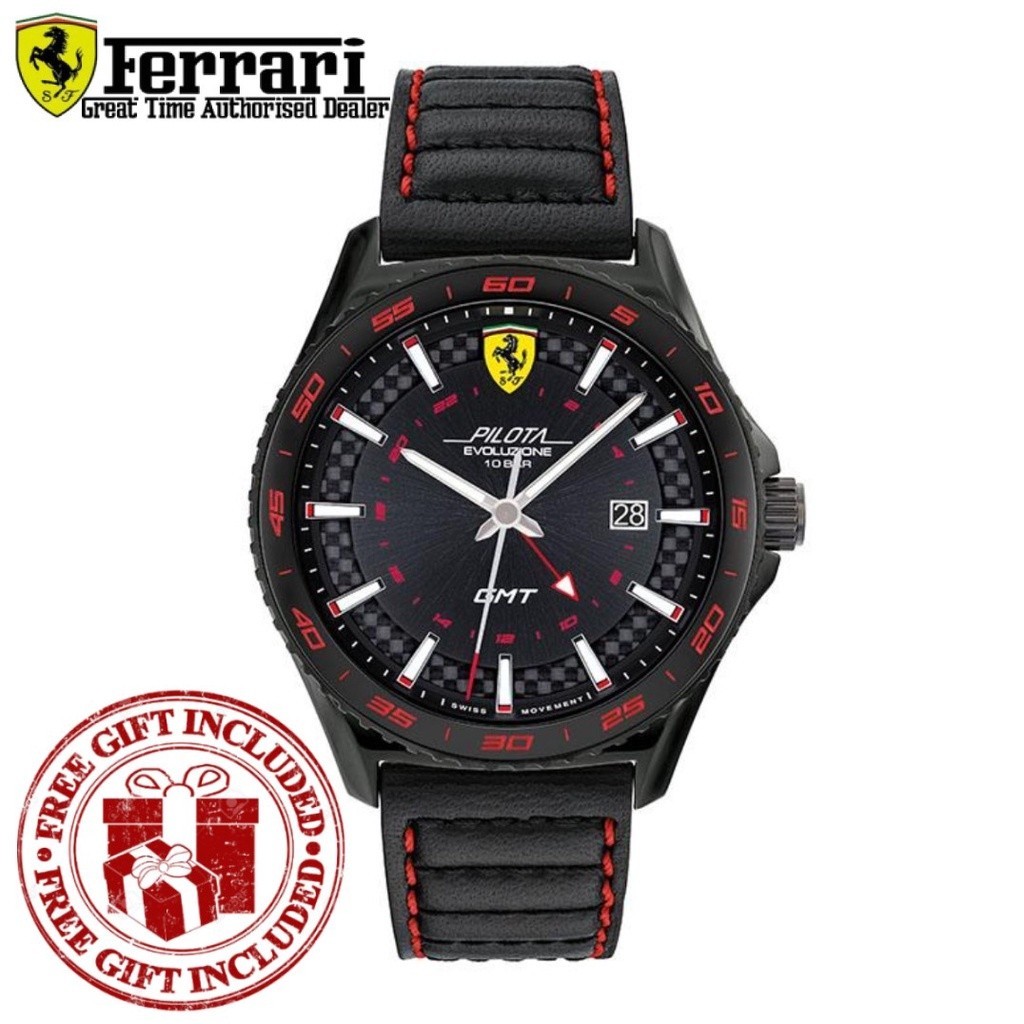 นาฬิกาข้อมือ Scuderia Ferrari 0830775 Pilot EVO GMT (กลไกสวิส)