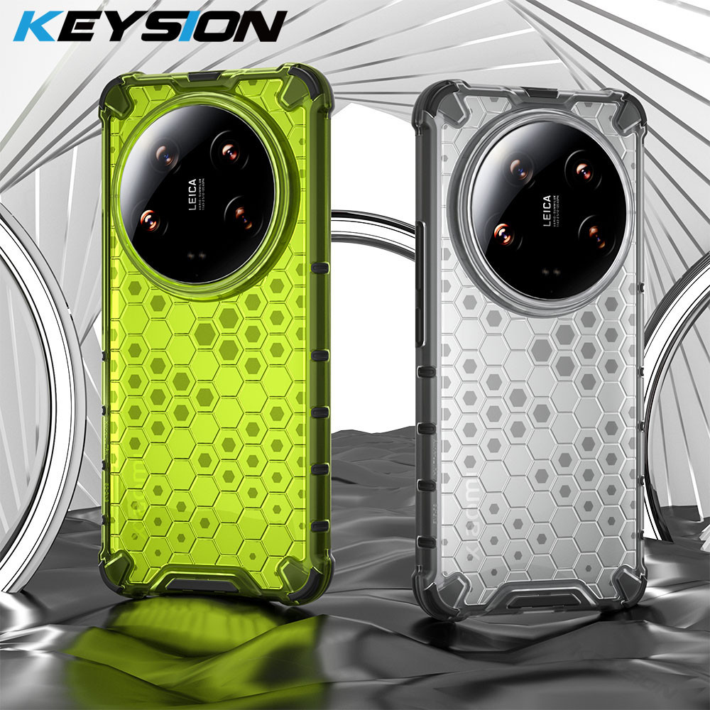 Keysion เคสโทรศัพท์มือถือ ซิลิโคน PC ใส กันกระแทก ลายรังผึ้ง สําหรับ Xiaomi 14 Ultra 5G 13 Ultra Redmi A3