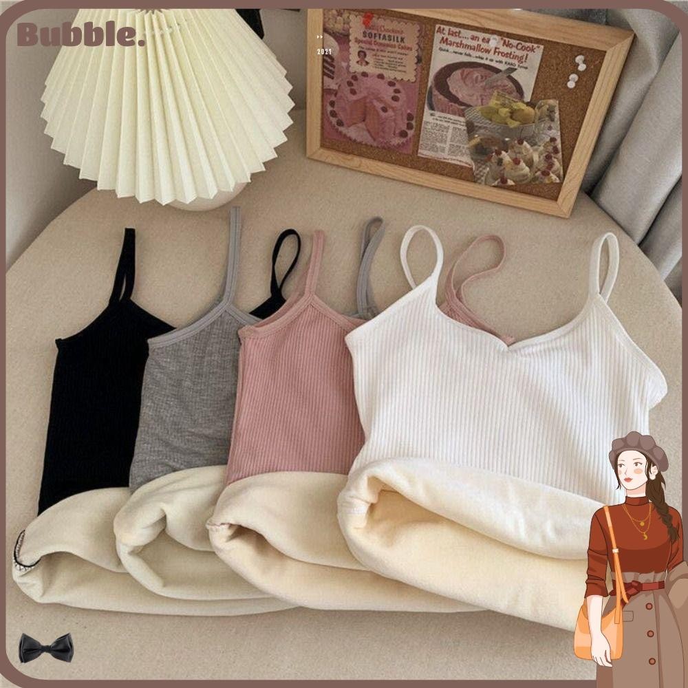 Bubble เสื้อกล้าม แขนกุด สีพื้น หนา ให้ความอบอุ่น เหมาะกับฤดูใบไม้ร่วง และฤดูหนาว สําหรับผู้หญิง