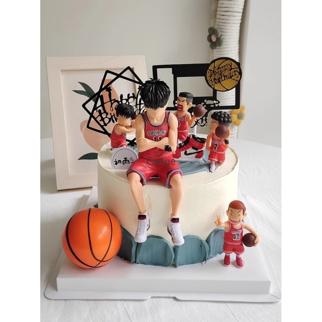 Slam Dunk Master เค้กตกแต่งเครื่องประดับบาสเกตบอลเด็กกรอบสีฟ้ากีฬา Boy Theme วันเกิดเบเกอรี่ Plugin