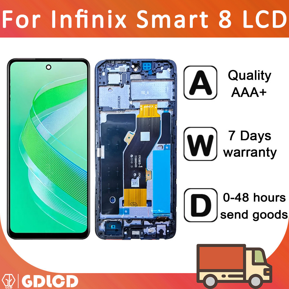 แผงหน้าจอสัมผัส LCD พร้อมกรอบ สําหรับ Infinix Smart 8 X6525