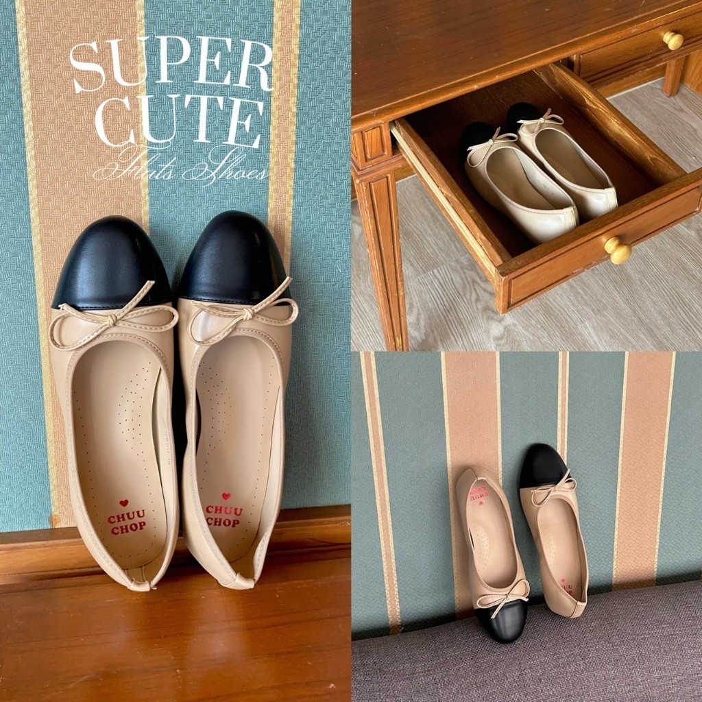 รองเท้านักศึกษา chuuchop_พร้อมส่ง(C8234)📜📦📓 Super Cute Flats Shoes รองเท้าคัชชูสีทูโทน