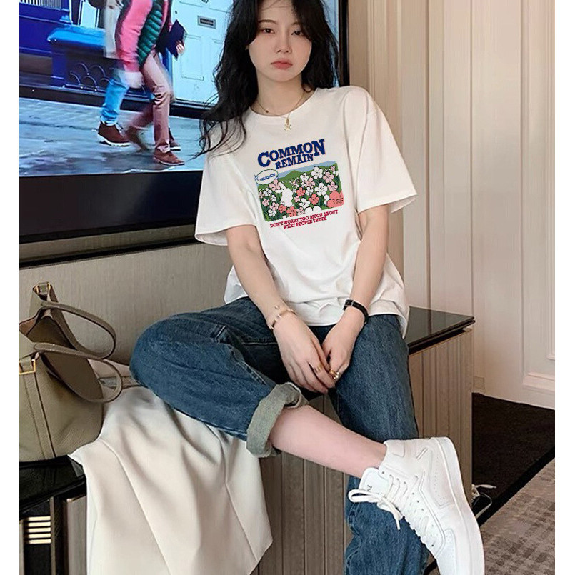 （พร้อมส่งจากกทม มาถึงใน 2วัน）เสื้อยืดยอดฮิตสไตล์ญี่ปุ่นและเกาหลี ลายการ์ตูน ใส่สบาย เสื้อเชิ้ตลำลอง oversize