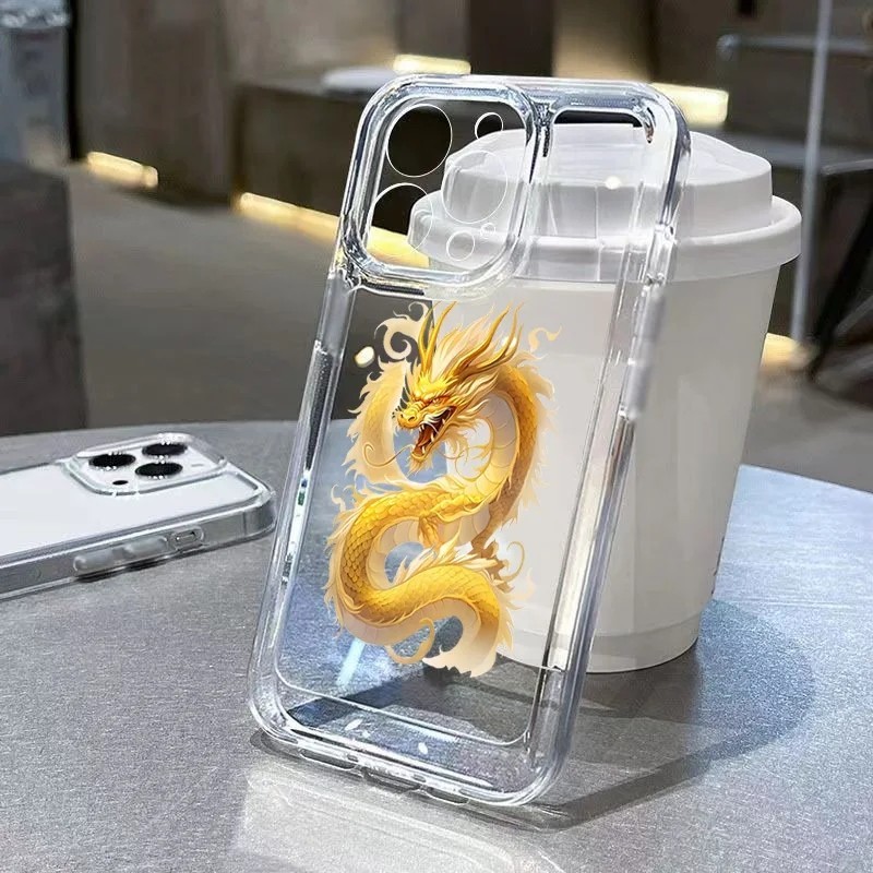 เคสโทรศัพท์มือถือแบบนิ่ม TPU ใส ลายการ์ตูนมังกรสีทอง สําหรับ Xiaomi Poco X6 Pro X5 X3 F5 M6 C65 Pro Mi 13T 14 Pro 11 12 13 Lite 11T 12T Pro