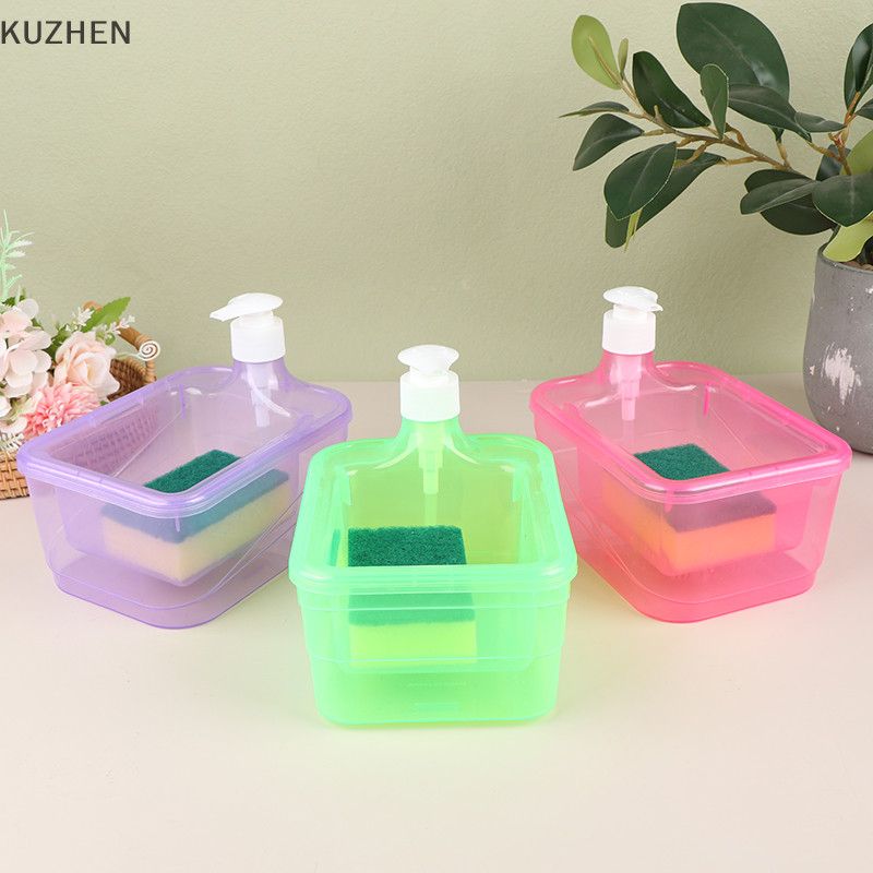 [FunnyHouse] Vloeibare Zeep Dispenser Voor Keukenafwasmiddel Zeep Dispenser Met Spons Vloeibare Pomp Keukengerei Reinigings Tool สินค้าใหม่