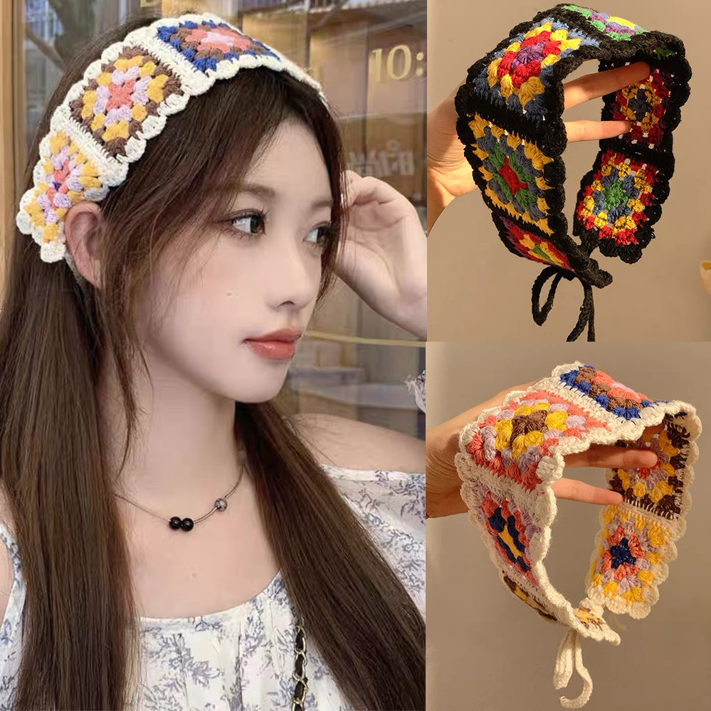 Awayt ที่คาดผม ผ้าแถบถัก ลายดอกไม้ หรูหรา เครื่องประดับ สําหรับผู้หญิง วันหยุด
