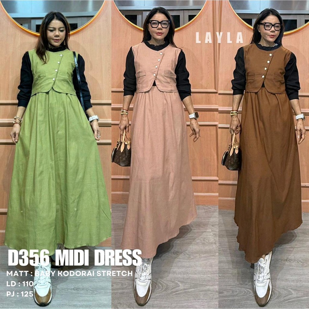 ASTRAID - เสื้อผ้าผู้หญิง Midi Dress D356 Matt Baby Kodorayi Streatch Ld 110 Pb 125