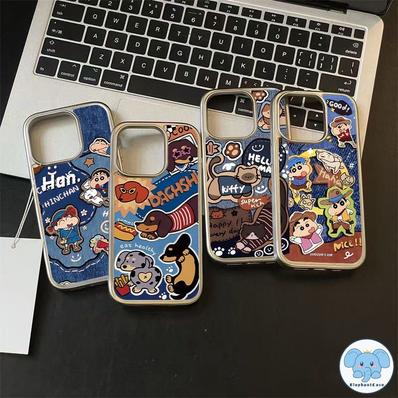 เคสรูปแมวดัชชุนด์ลายการ์ตูน IPhone 11 16 13 12 15 14 Pro Max XR X XS 8Plus 7Plus Max 7 8 16 Plus SE เคสลายเครยอนชินจัง