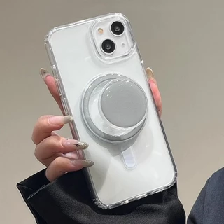 เกาหลีสีทึบเรียบง่ายแบบพับได้สําหรับ Magsafe โทรศัพท์แม่เหล็ก Griptok Grip Tok Stand สําหรับ IPhone ไร้สายชาร์จกรณีผู้ถือ