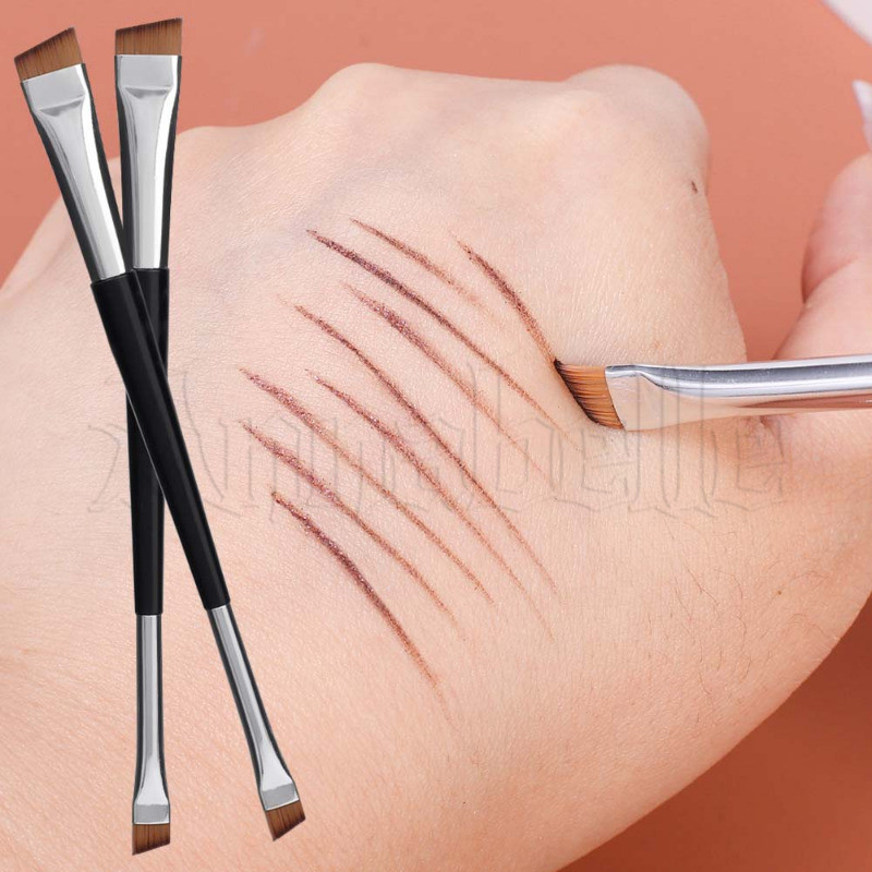 [3-5 วันมาถึง] Double Head Eyebrow Brush - Detail Brush - Flat Head Lying Silkworm Brush - แปรงแต่งหน้าใต้ตาบางพิเศษ - เครื่องมือเครื่องสําอางผู้หญิง - แปรงอายไลเนอร์ด้ามยาว