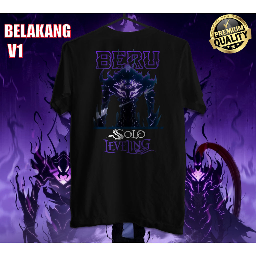 S-5XL เสื้อยืดผู้ใหญ่ Baju Beru Solo Leveling Berr Tshirt อะนิเมะ Solo Leveling Sung Jinwoo Shadow M