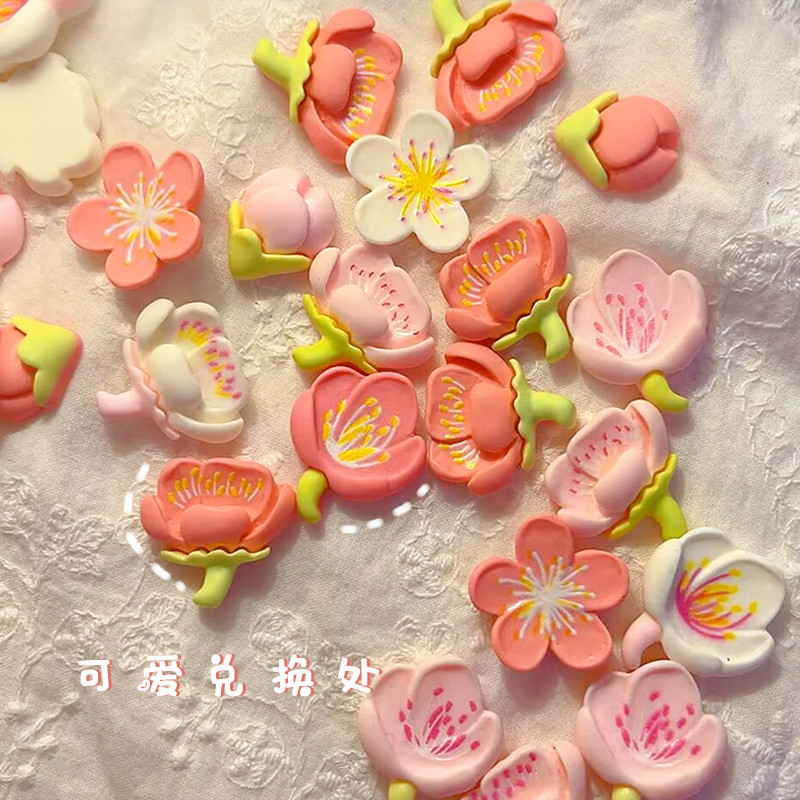 คลิปผมทำมือซีรีส์ดอกพีชฤดูร้อนใหม่ 100 ชิ้น ทำจากครีมกาว ทำเอง คลิปผม กรอบรูป เคสโทรศัพท์ ขวดน้ำ อุปกรณ์ทำมือน่ารัก - รูปที่ 6