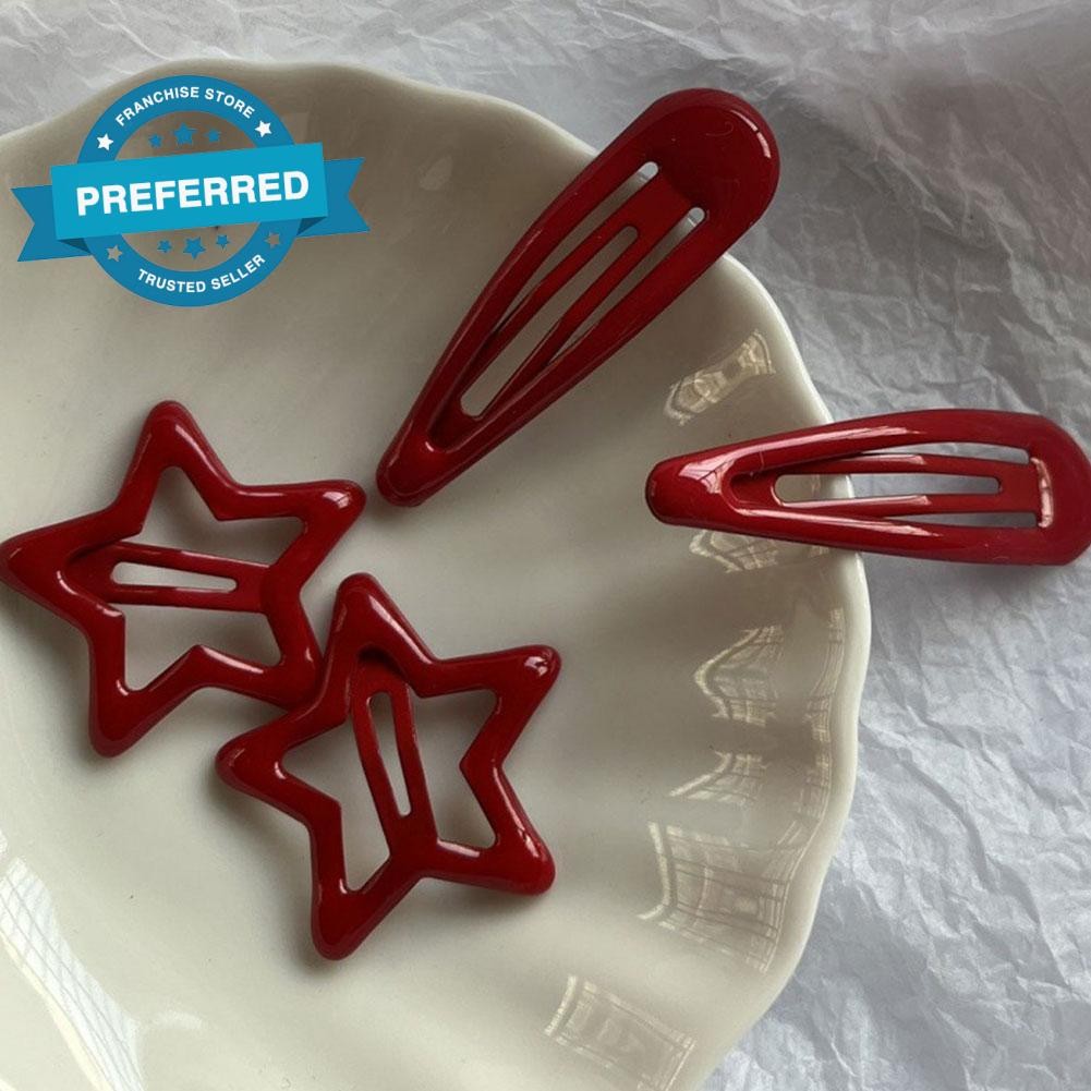 คลิป Bb สีแดง Lucky Red Pentagram Hairpin ด้านข้างคลิป L7e2