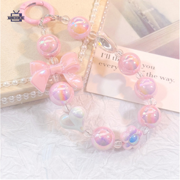 สายคล้องโทรศัพท์มือถือSilver Bow Heart โทรศัพท์แขวนโซ่อเนกประสงค์แขวนห่วงโซ่โทรศัพท์จี้สากล