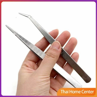 คีบหนีบสแตนเลส คีมหนีบอเนกประสงค์ มี 2 แบบ ปากคีบงอ ปากคีบแหลม Stainless steel tweezers