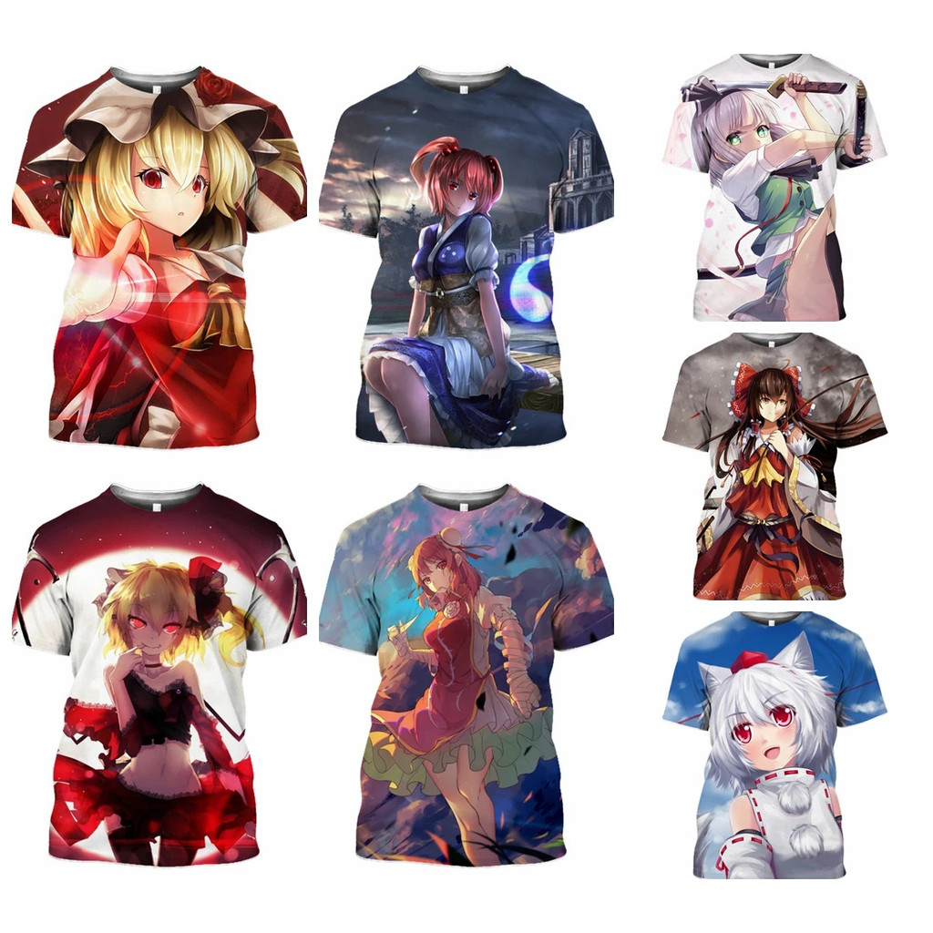 3D พิมพ์ เกมแฟนตาซี Touhou Project เสื้อยืดผู้หญิง Ibuki Suika เสื้อยืดผู้ชาย ลำลอง อนิเมะ สาว ฮент 