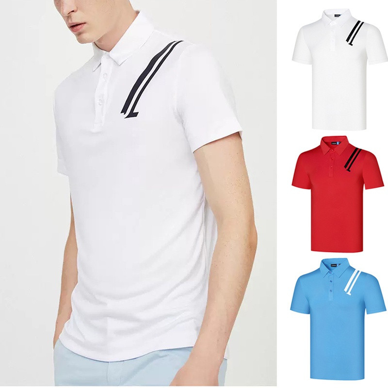 [J.LINDERBERG] Summer Golf Mens Short-Sleeved Breathable Quick-Drying Outdoor Sports High Elasticity