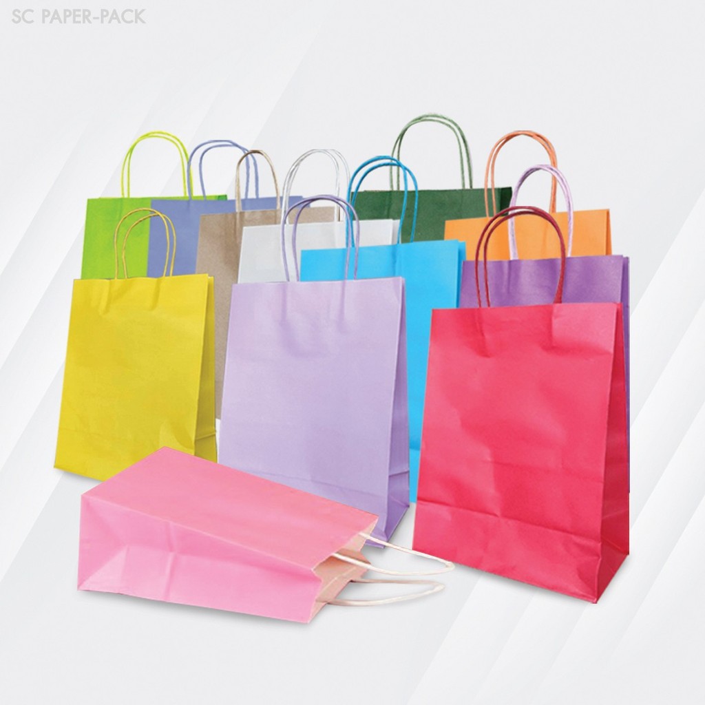 SC Paper-Pack ถุงกระดาษสี ถุงกระดาษคราฟท์ (แพ็ค 12 ใบ)