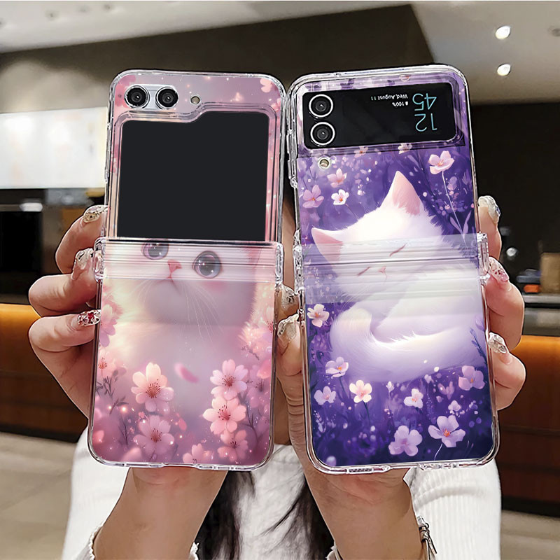 เคสโทรศัพท์สําหรับ Samsung Galaxy Z Flip 6 5 4 3 5G F741B F731B F721B F711B กรณีโปร่งใสพับสําหรับ Samsung Z Flip3 Flip4 Flip5 Flip6 Funda