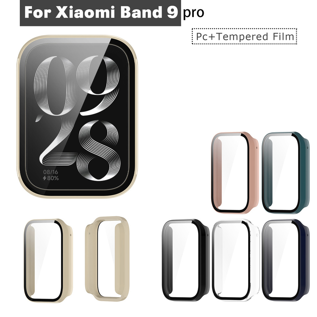 เคสสําหรับ Xiaomi Band 9 Pro Band9 Pro Hard PC Cover Case + HD กระจกนิรภัยป้องกันรอยขีดข่วนป้องกันหน้าจอ