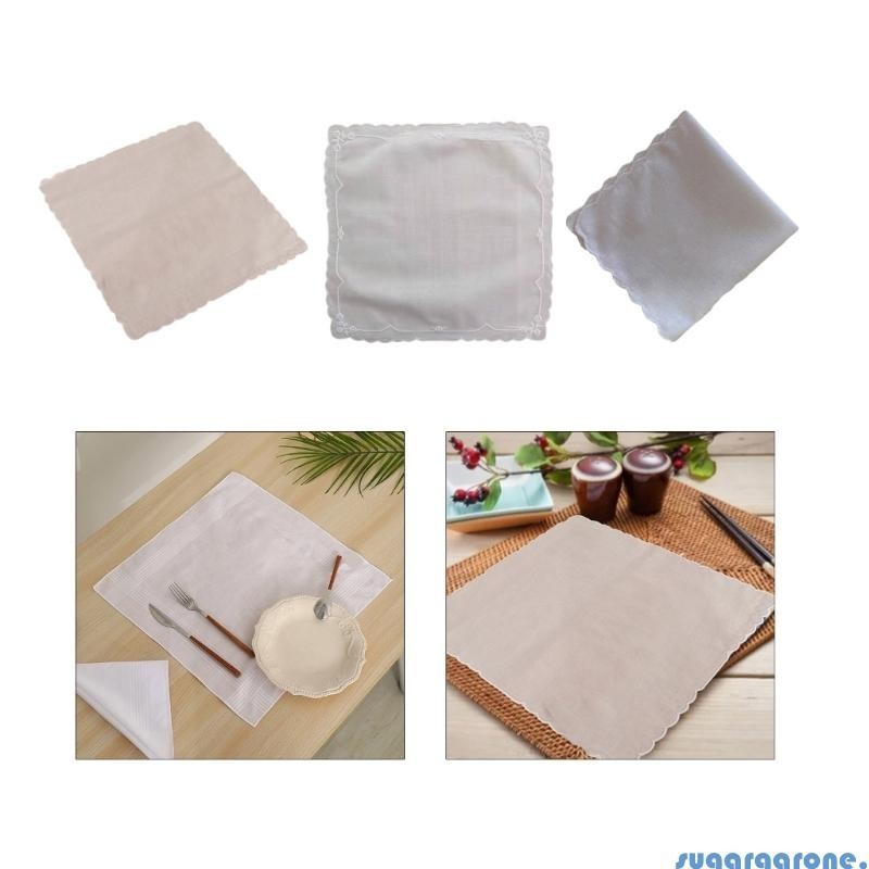 ผ้าเช็ดหน้า ผ้าฝ้าย แบบนิ่ม ปักลายลูกไม้ สีขาว หรูหรา สําหรับผู้หญิง DIY