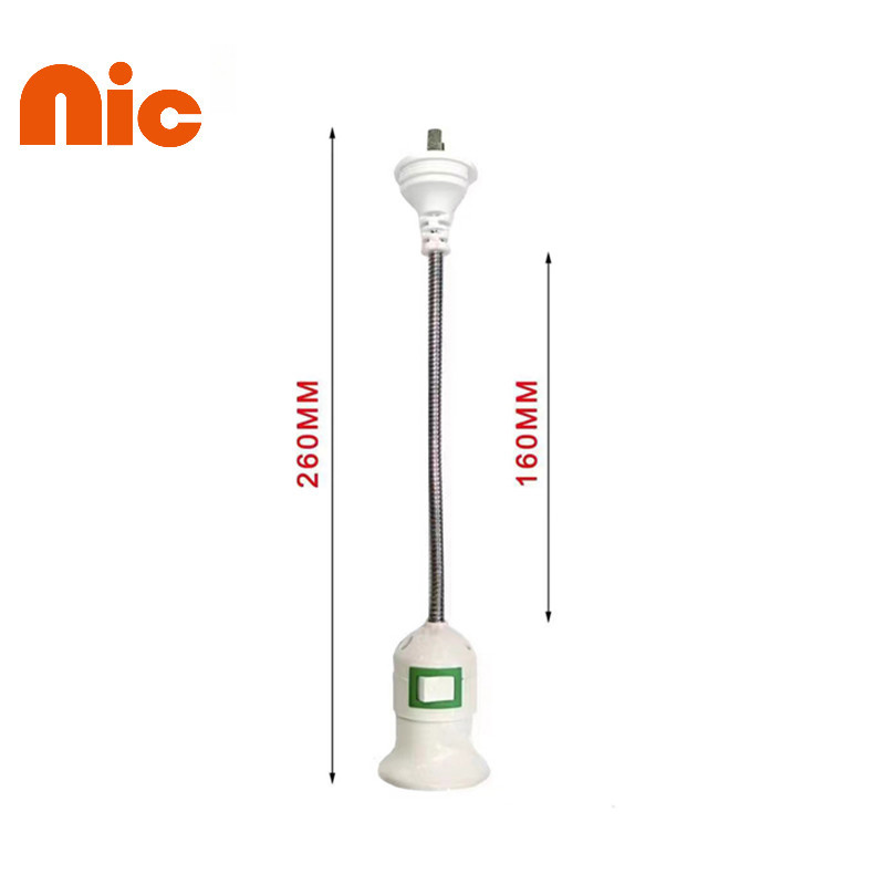 NIC ขั้วหลอดไฟ(งอได้360°) E27 ขั้วสายบิดงอ ประหยัดไฟ ขั้วไฟใช้ได้ทุกหลอด มีสวิตซ์เปิดปิด 26cm ขั้วปลั๊กไฟ ปลั๊กเสียบไฟ