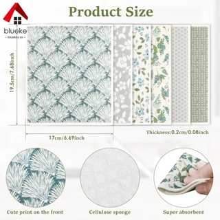 4/5/6/8/12 ชิ้น ผ้าฟองน้ำ ผ้าฟองน้ำอเนกประสงค์ เซลลูโลส Sponge Cloth ผ้าเช็ดทำความสะอาด Swedish Dishcloths สวีเดนผ้าเช็ดจานสําหรับห้องครัวนํามาใช้ใหม่ครัวจานผ้าขนหนูดูดซับผ้าเช็ดจานครัวล้างทําความสะอาดได้ เศษผ้า นุ่มเซลลูโลสฟองน้ําผ้า