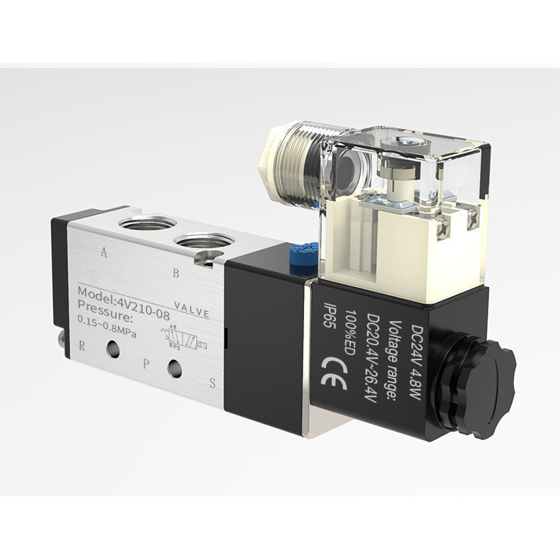 MOVATEK โซลินอยด์วาล์วลม 4V210-08 DC 24V แบบ 5 ทาง 2 ตำแหน่ง พอร์ต 1/4 นิ้ว สำหรับระบบนิวเมติก