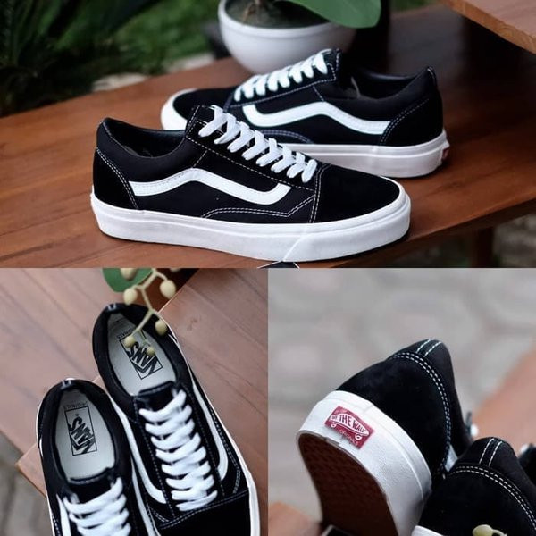 Vans Old Skool Men's Casual Shoes - รองเท้านักเรียนสีดำและสีขาวล่าสุด  unisex