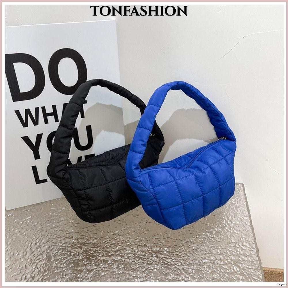 Tonfashion กระเป๋าสะพายไหล่ ผ้าฝ้าย ลายสก๊อต แฟชั่นฤดูหนาว สําหรับผู้หญิง