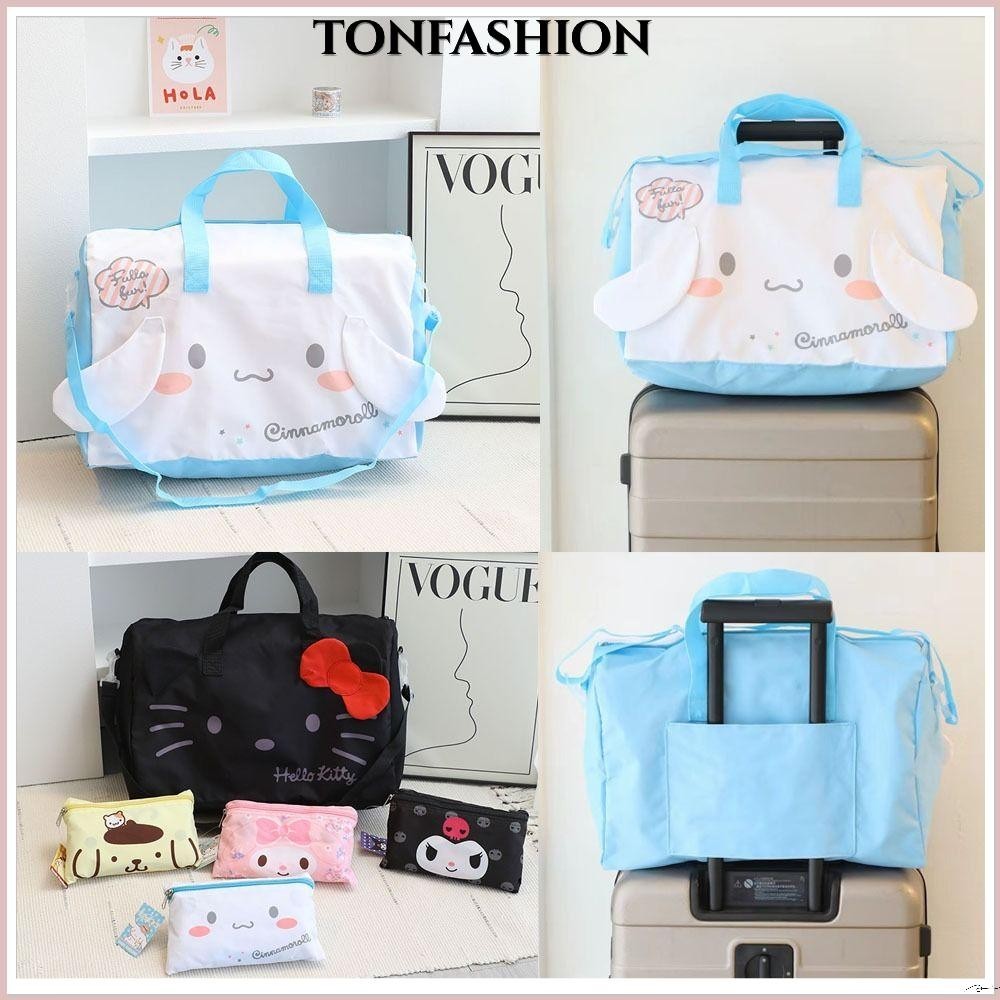 Tonfashion กระเป๋าเดินทาง พับได้ ความจุขนาดใหญ่ ทนทาน พิมพ์ลายการ์ตูน สําหรับนักเรียน วันหยุด