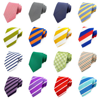 เนคไท ผ้าแจ็คคาร์ด ลายขวาง สีน้ําตาล เขียว ขาว ม่วง ฟ้า เบจ …