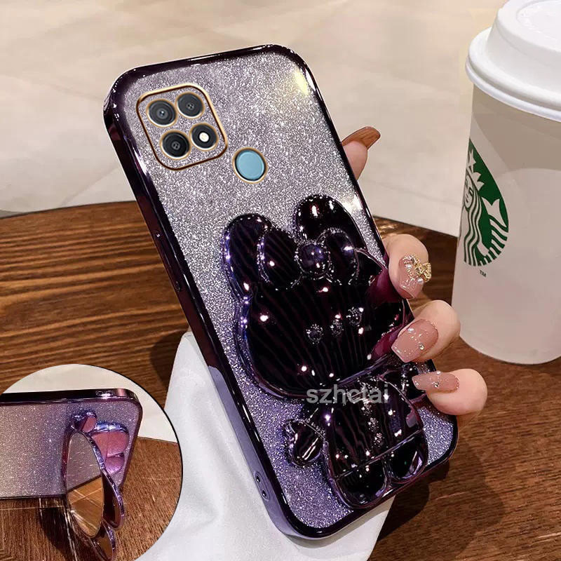 เคส oppo a15s a15 กลิตเตอร์ วิบวับ ชุบไฟฟ้า ขอบตรง แมวน่ารัก ขาตั้ง เคสโทรศัพท์ เลนส์เต็มรูปแบบ เคสนิ่ม oppo a15s a15