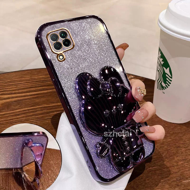 เคส samsung a12 m12 f12 a22 m22 กลิตเตอร์ วิบวับ ชุบไฟฟ้า ขอบตรง แมวน่ารัก ขาตั้ง เคสโทรศัพท์ เลนส์เต็มรูปแบบ เคสนิ่ม samsung a12 m12 f12 a22 m22