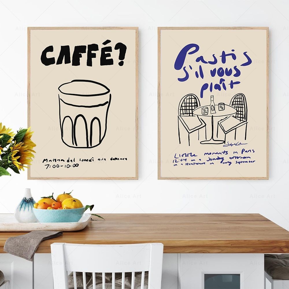 โปสเตอร์ภาพวาดผ้าใบ รูปกาแฟเอสเปรสโซ่ สไตล์อิตาลี ฝรั่งเศส วินเทจ สําหรับตกแต่งผนัง ห้องครัว บาร์