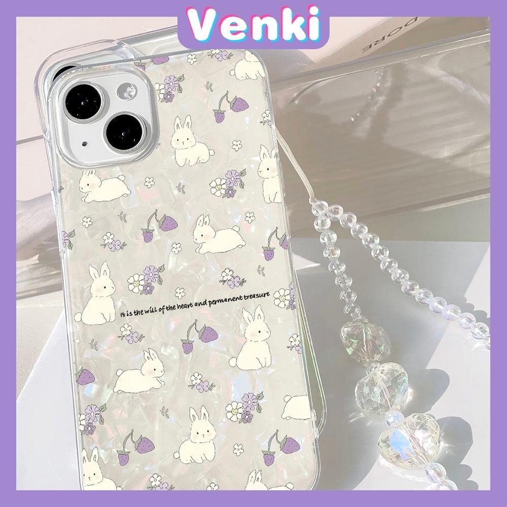 VENKI - สำหรับ iPhone 15 PRO MAX เคส iPhone สีสัน มหาสมุทร เชลล์ โฟโลกราฟิก เลเซอร์ เคสใส TPU นุ่ม กระต่ายขาวน่ารัก เข้ากันได้กับ iPhone 14 13 12 11 PRO MAX PLUS XR XS