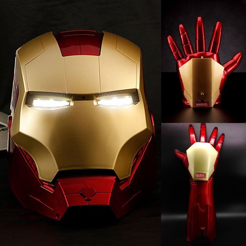 หมวกกันน็อค Iron Man mk5 Jarvis แบบสวมแขนเรืองแสงได้ ของเล่นสําหรับเด็ก
