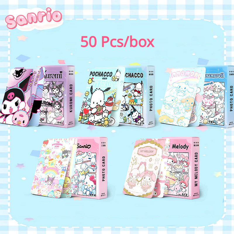 โฟโต้การ์ด Sanrio Kuromi Cinnamoroll เลเซอร์โลโม่ 50 ชิ้น/เซต