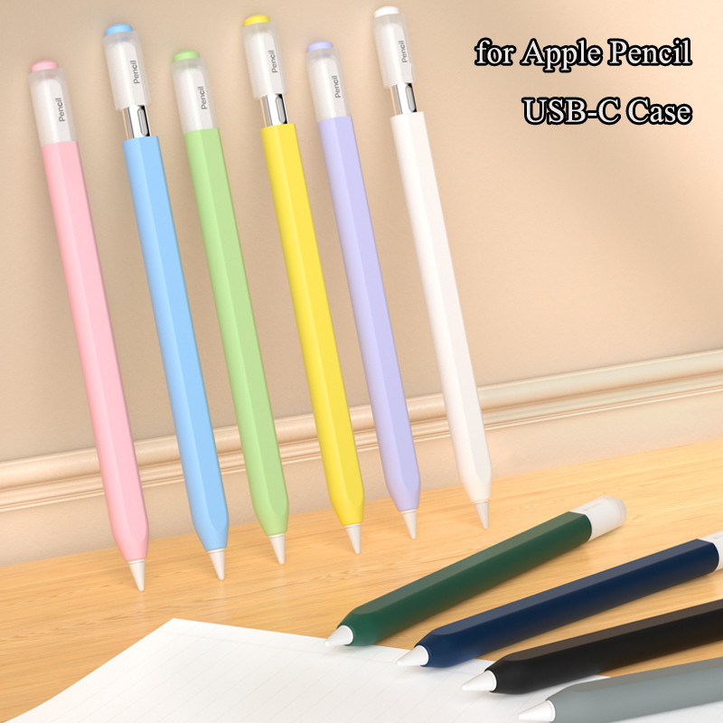 เคสปากกาสไตลัส ซิลิโคนเจลลี่ แบบสั้น กันลื่น ติดตั้งง่าย สีแคนดี้ สําหรับ Apple Pencil USB-C