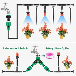 Water timer Digital เครื่องตั้งเวลารดน้ำอัต เครื่องรดน้ำอัตโนมัติ ตั้งค่าด้ ปรับหยดน้ำได้ พร้อมสายไมโคร 5-20 เมตร