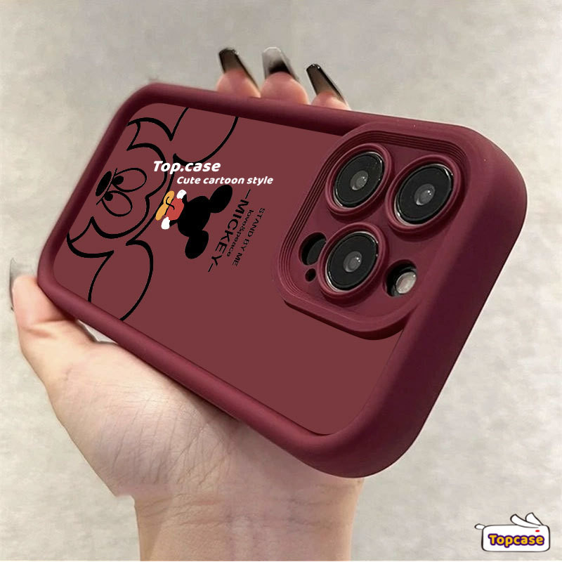 เคสโทรศัพท์มือถือ แบบนิ่ม ลายการ์ตูนหนู สีดํา สําหรับ IPhone 11 15 14 13 12 Pro Max X XR Xs Max 8 7 6s Plus SE 2020