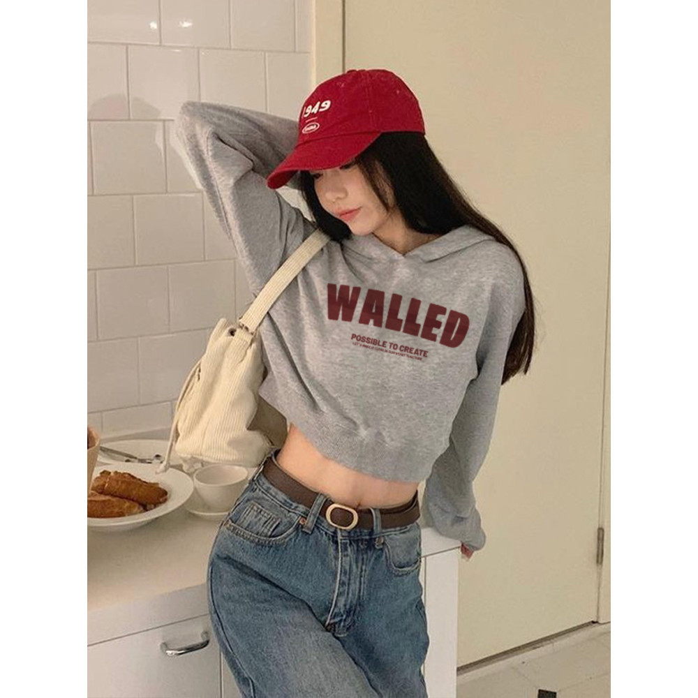 ส่งไวจากไทย TAYCEN M-2XL เสื้อฮู้ด ลายพิมพ์ แขนยาว เกาหลี ผู้หญิง