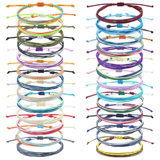 กําไลข้อเท้าถักด้ายขี้ผึ้งกันน้ําสไตล์โบฮีเมียนซัมเมอร์บีชท่…