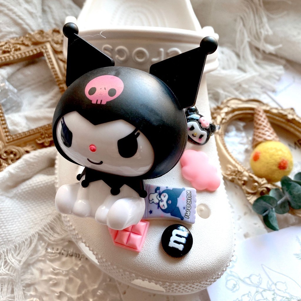 3d Kuromi croc Jibits HelloKitty Jibits Charm อะนิเมะ Sanrio Jibitz Crocks สําหรับเด็กรองเท้าอุปกรณ์เสริมรองเท้า Charms Pin ตกแต่ง
