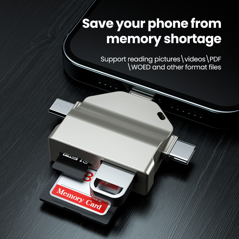 Marjay 6-in-1 อะแดปเตอร์การ์ดรีดเดอร์ Micro Type C OTG USB TF SD