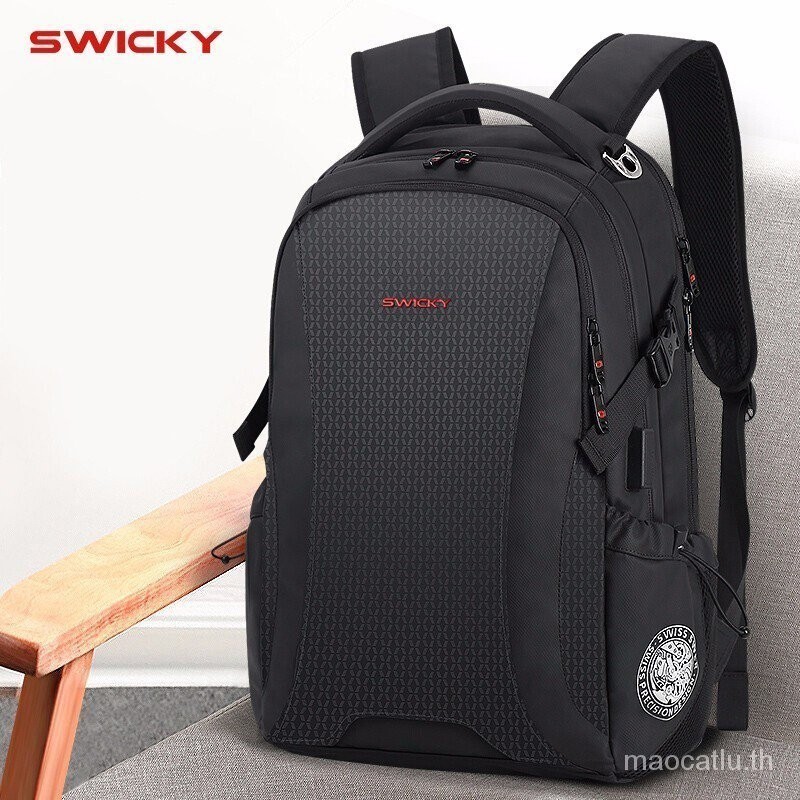 SwitzerlandSWICKYRuichi Large Capacity Men's Backpack Travel Multi-Function Anti-Theft Laptop Bag Schoolbag Business Backpack Men Black[Guangzhi Derm]
