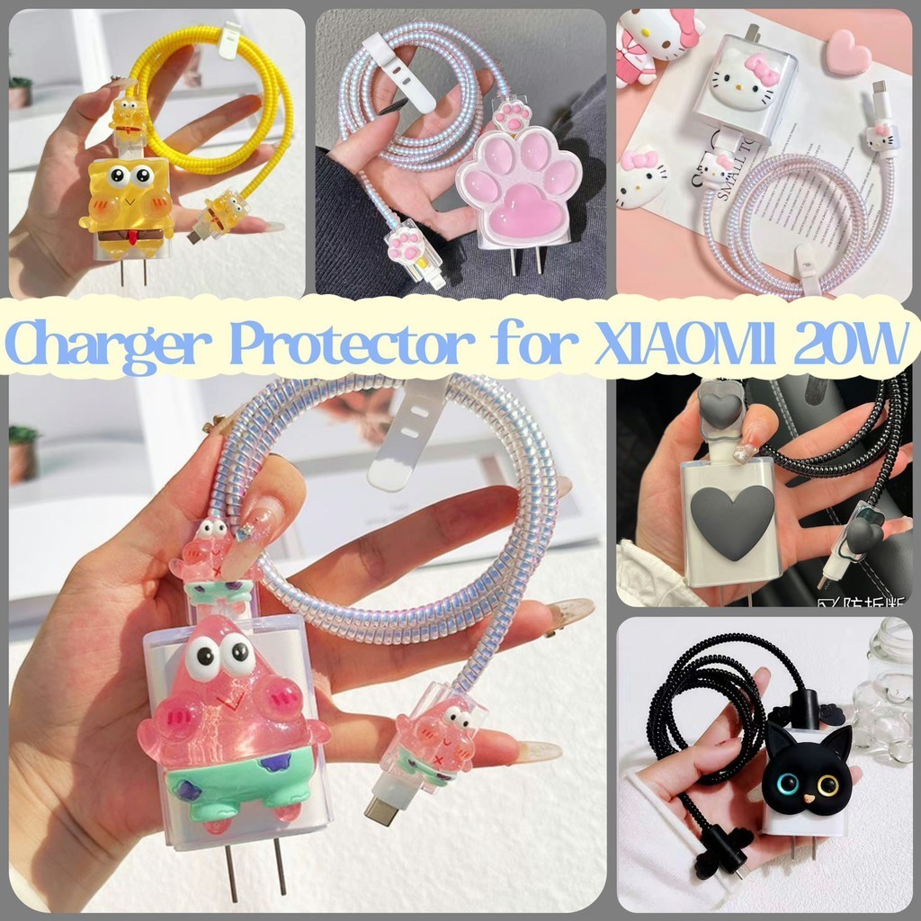 เข้ากันได้กับ Xiaomi Mi 20W Charger Protector รุ่น AD201 DUAL TYPE C Port Charger case TPU น่ารักการ
