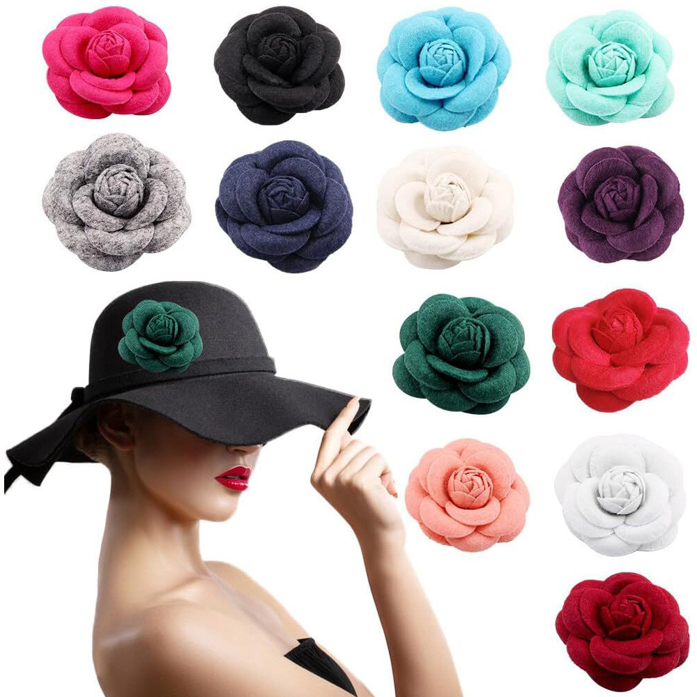 เข็มกลัดผ้า ลายดอกคามิเลีย ดอกคามิเลีย สไตล์วินเทจ หรูหรา ของขวัญ สําหรับผู้หญิง เสื้อผ้า หมวก ผ้าพันคอ เครื่องประดับ ปาร์ตี้