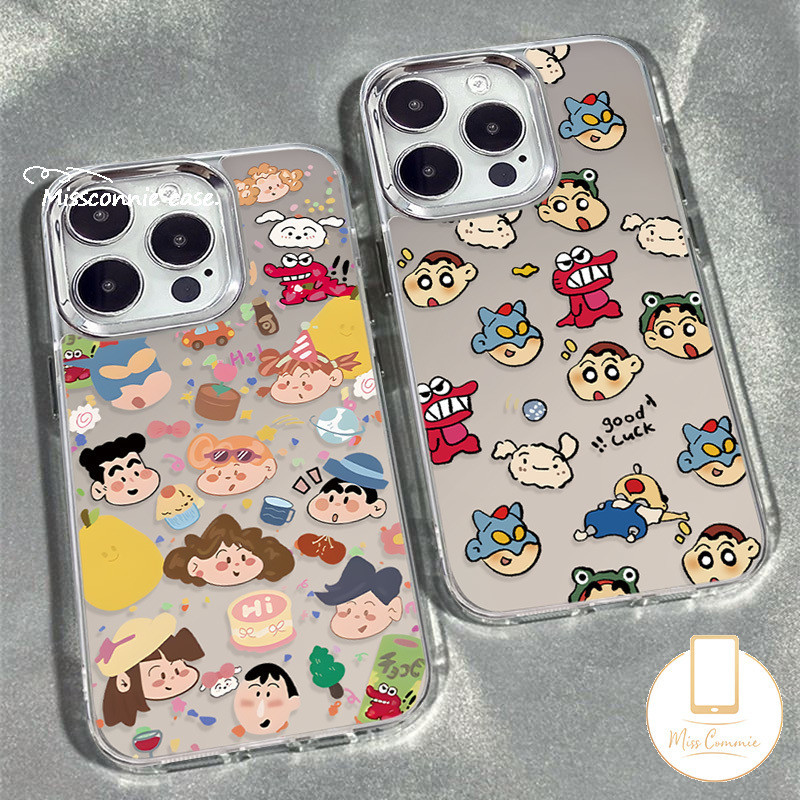 เคสโทรศัพท์มือถือ ชุบโลหะ ลายการ์ตูนไดโนเสาร์ชินจังน่ารัก หรูหรา สําหรับ IPhone 11 XR 7Plus 11 15 13 12 14 Pro Max 15 8 7 6S 6 Plus 8Plus X XS Max SE 2020